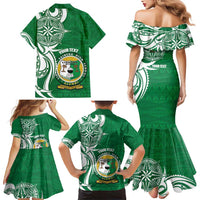 Personalised Liahona - Saineha High School Family Matching Mermaid Dress and Hawaiian Shirt Tongan Ngatu Pattern LT14 - Polynesian Pride