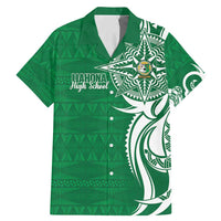 Personalised Liahona - Saineha High School Family Matching Mermaid Dress and Hawaiian Shirt Tongan Ngatu Pattern LT14 Dad's Shirt - Short Sleeve Green - Polynesian Pride