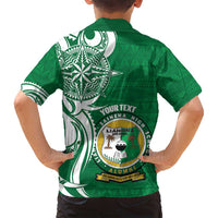 Personalised Liahona - Saineha High School Family Matching Off Shoulder Short Dress and Hawaiian Shirt Tongan Ngatu Pattern LT14 - Polynesian Pride