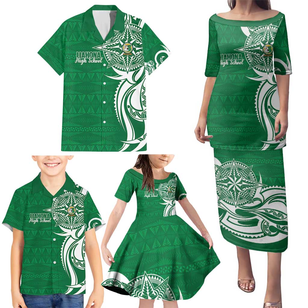 Personalised Liahona - Saineha High School Family Matching Puletasi and Hawaiian Shirt Tongan Ngatu Pattern LT14 - Polynesian Pride