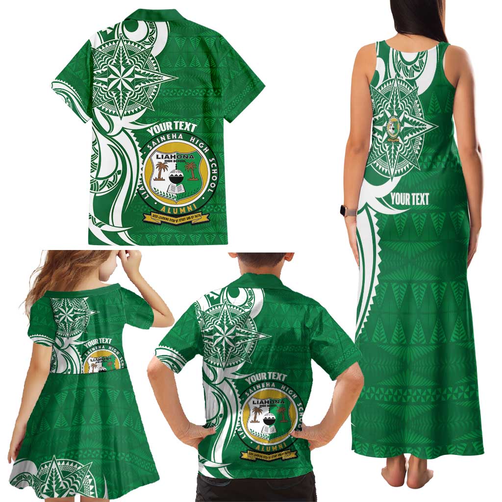 Personalised Liahona - Saineha High School Family Matching Tank Maxi Dress and Hawaiian Shirt Tongan Ngatu Pattern LT14 - Polynesian Pride