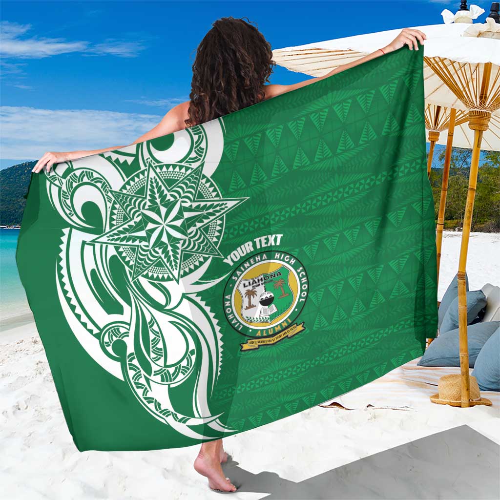 Personalised Liahona - Saineha High School Sarong Tongan Ngatu Pattern LT14 One Size 44 x 66 inches Green - Polynesian Pride