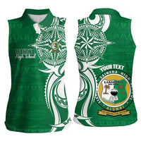 Personalised Liahona - Saineha High School Women Sleeveless Polo Shirt Tongan Ngatu Pattern LT14 - Polynesian Pride