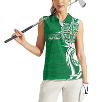 Personalised Liahona - Saineha High School Women Sleeveless Polo Shirt Tongan Ngatu Pattern LT14 - Polynesian Pride