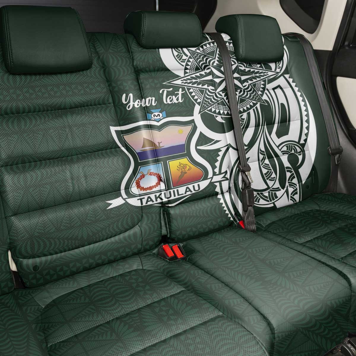Personalised Tonga Takuilau College Back Car Seat Cover Est 1975 Tongan Ngatu Pattern - Polynesian Pride