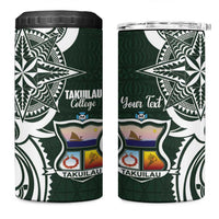 Personalised Tonga Takuilau College 4 in 1 Can Cooler Tumbler Est 1975 Tongan Ngatu Pattern LT14 One Size: 16 oz Green - Polynesian Pride