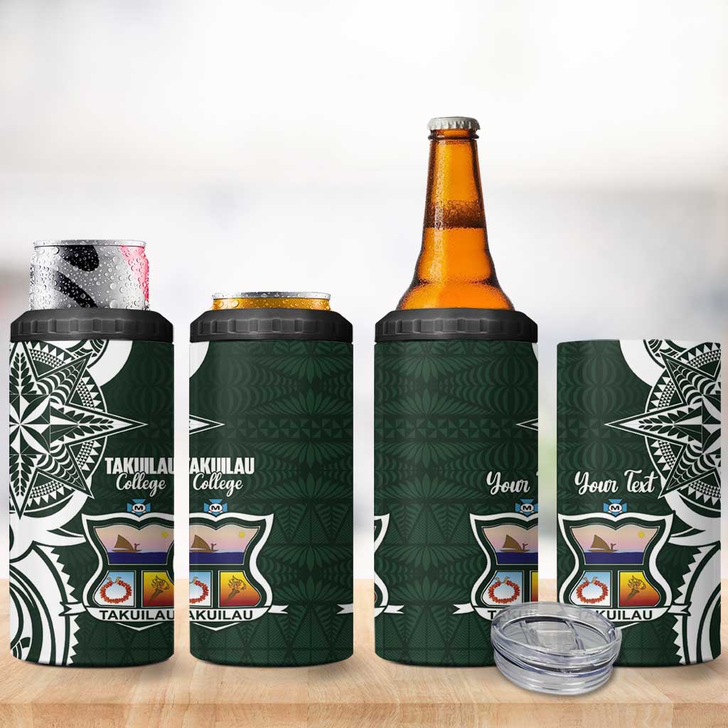 Personalised Tonga Takuilau College 4 in 1 Can Cooler Tumbler Est 1975 Tongan Ngatu Pattern LT14 - Polynesian Pride