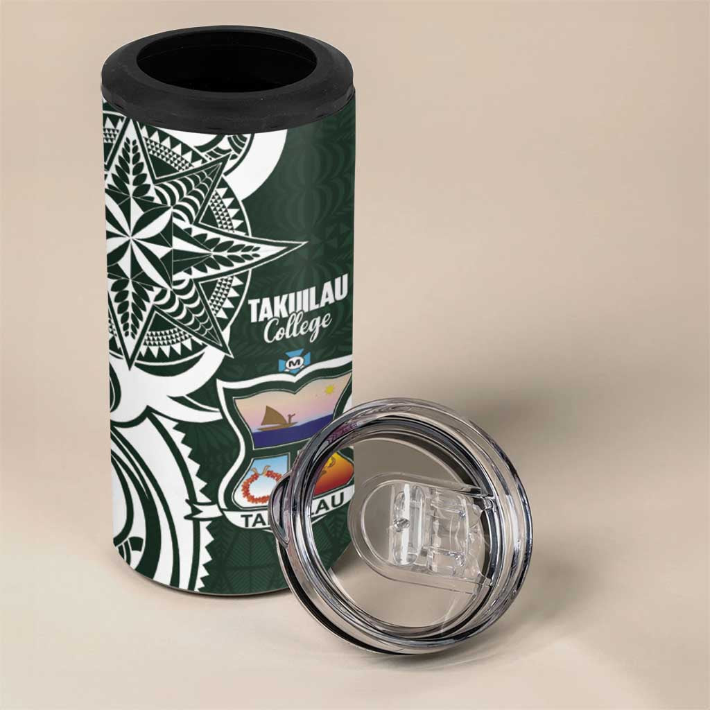 Personalised Tonga Takuilau College 4 in 1 Can Cooler Tumbler Est 1975 Tongan Ngatu Pattern LT14 - Polynesian Pride