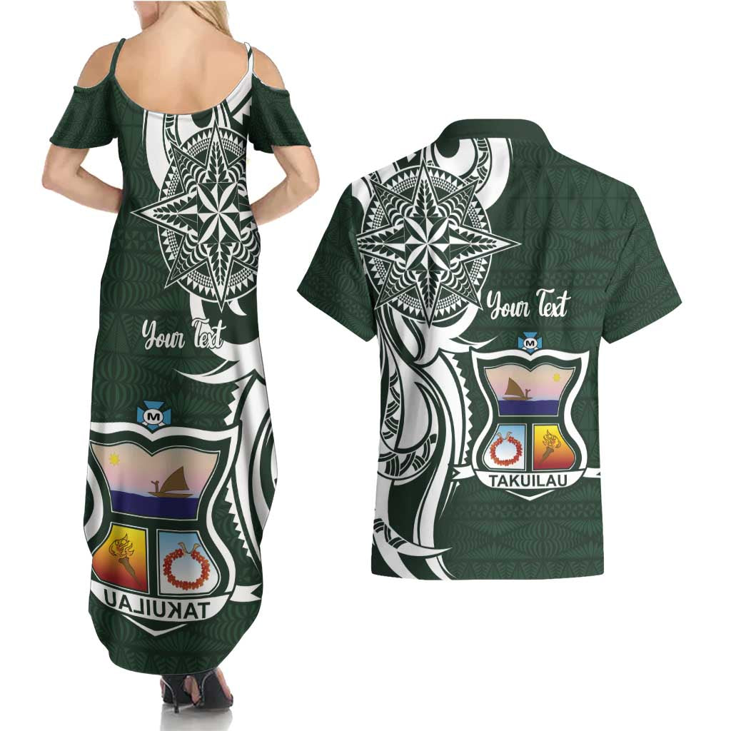Personalised Tonga Takuilau College Couples Matching Summer Maxi Dress and Hawaiian Shirt Est 1975 Tongan Ngatu Pattern LT14 - Polynesian Pride