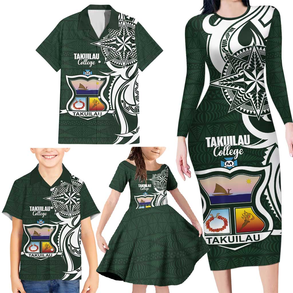 Personalised Tonga Takuilau College Family Matching Long Sleeve Bodycon Dress and Hawaiian Shirt Est 1975 Tongan Ngatu Pattern LT14 - Polynesian Pride
