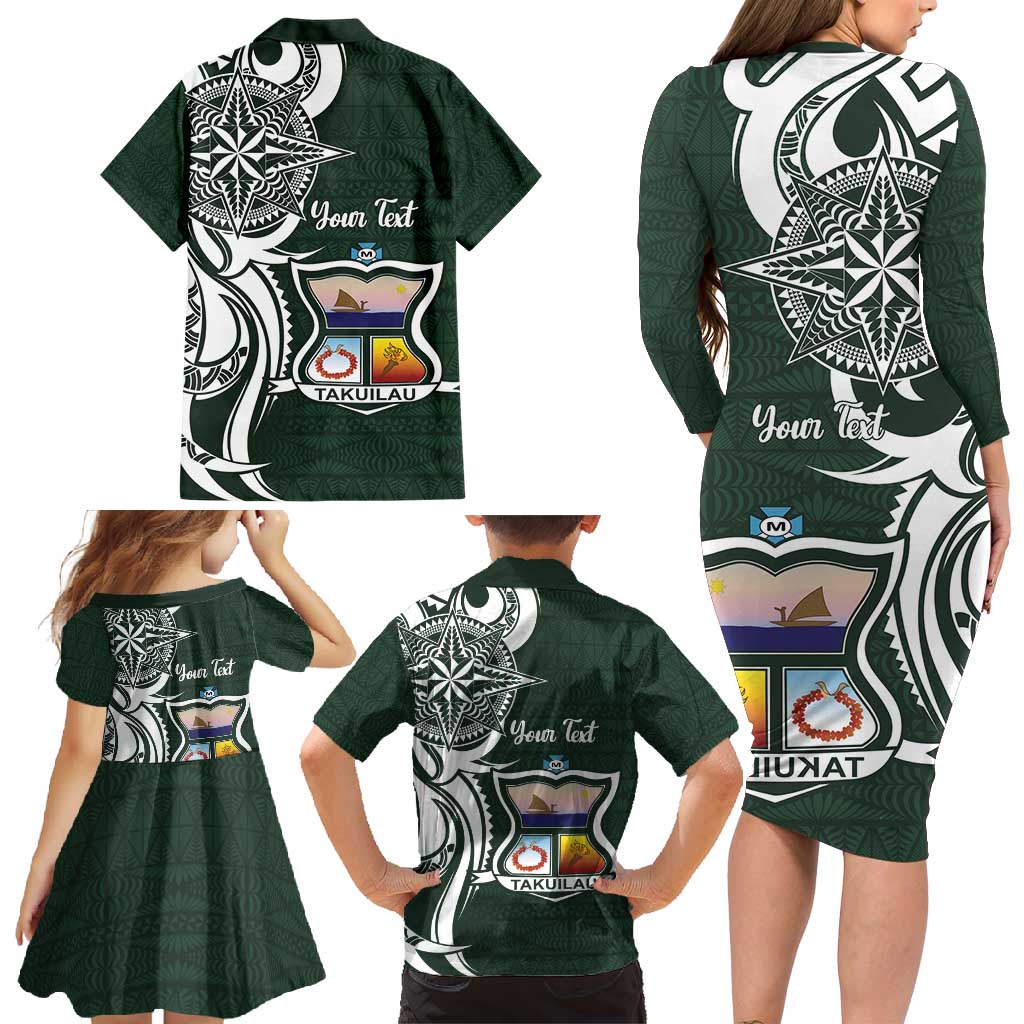 Personalised Tonga Takuilau College Family Matching Long Sleeve Bodycon Dress and Hawaiian Shirt Est 1975 Tongan Ngatu Pattern LT14 - Polynesian Pride