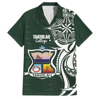 Personalised Tonga Takuilau College Family Matching Off The Shoulder Long Sleeve Dress and Hawaiian Shirt Est 1975 Tongan Ngatu Pattern LT14 Dad's Shirt - Short Sleeve Green - Polynesian Pride