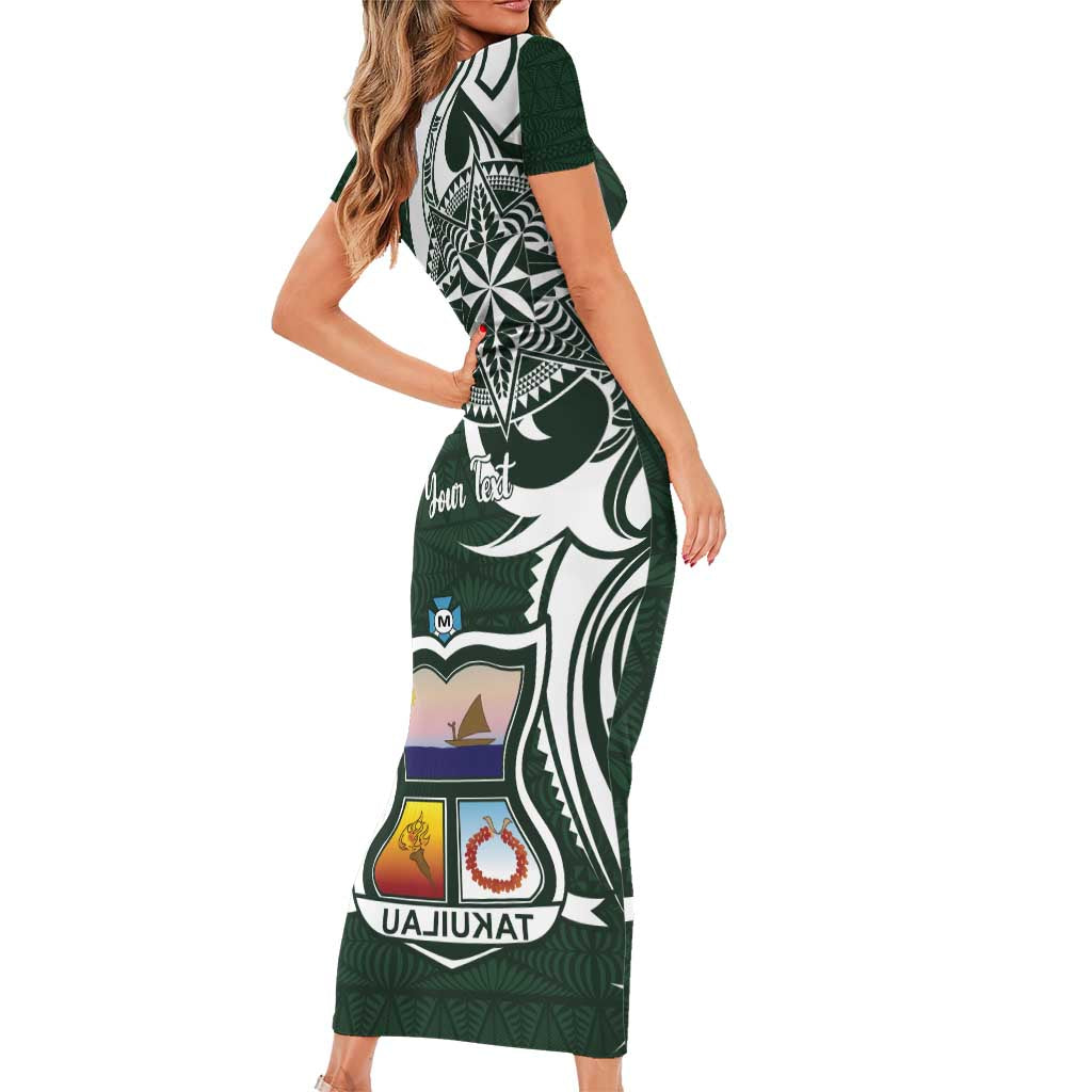 Personalised Tonga Takuilau College Family Matching Short Sleeve Bodycon Dress and Hawaiian Shirt Est 1975 Tongan Ngatu Pattern LT14 - Polynesian Pride