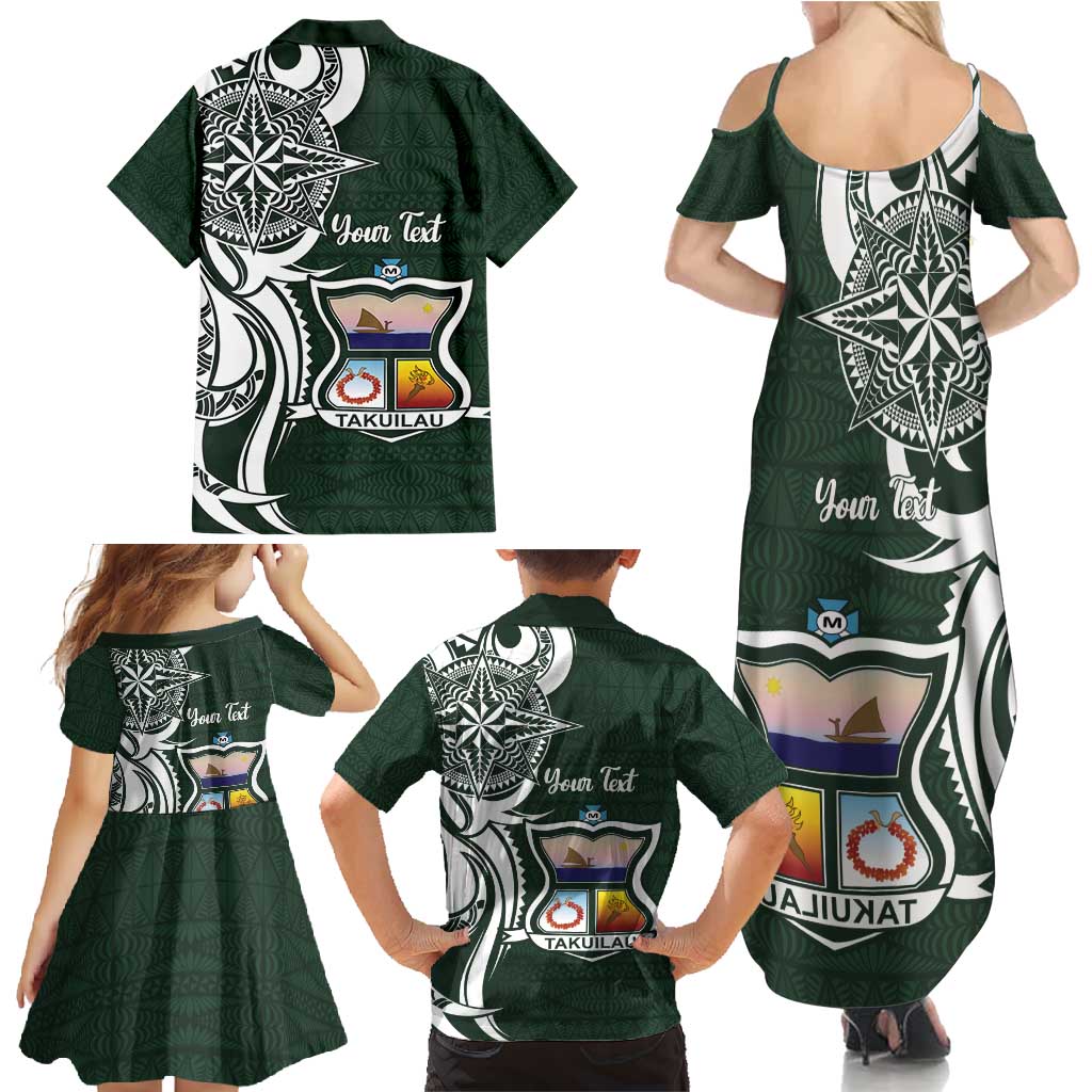 Personalised Tonga Takuilau College Family Matching Summer Maxi Dress and Hawaiian Shirt Est 1975 Tongan Ngatu Pattern LT14 - Polynesian Pride