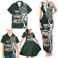 Personalised Tonga Takuilau College Family Matching Tank Maxi Dress and Hawaiian Shirt Est 1975 Tongan Ngatu Pattern LT14 - Polynesian Pride
