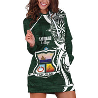 Personalised Tonga Takuilau College Hoodie Dress Est 1975 Tongan Ngatu Pattern LT14 Green - Polynesian Pride
