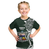 Personalised Tonga Takuilau College Kid T Shirt Est 1975 Tongan Ngatu Pattern LT14 Green - Polynesian Pride