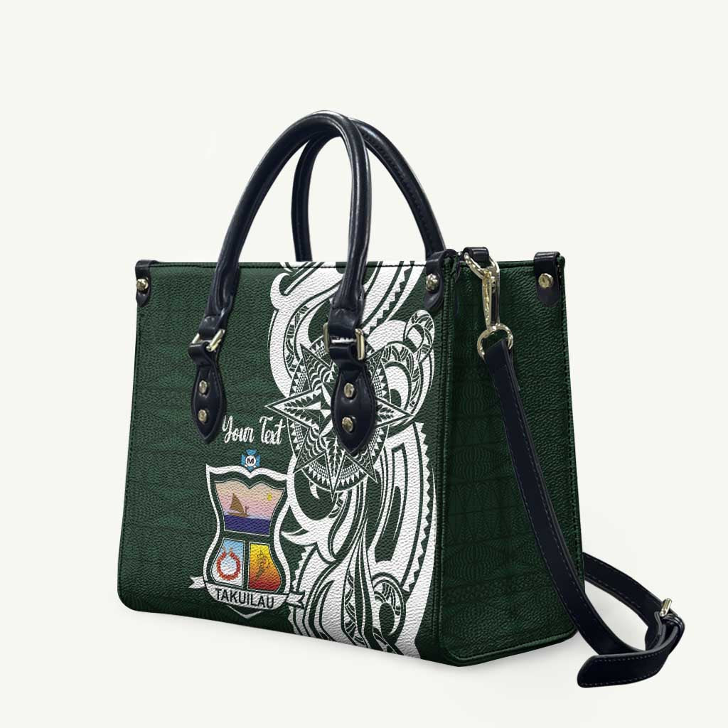 Personalised Tonga Takuilau College Leather Bag Est 1975 Tongan Ngatu Pattern - Polynesian Pride