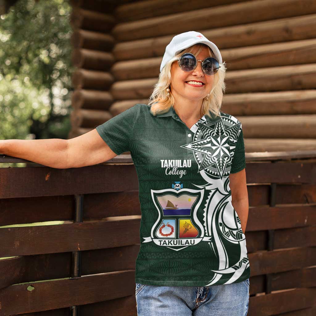 Personalised Tonga Takuilau College Women Polo Shirt Est 1975 Tongan Ngatu Pattern - Polynesian Pride