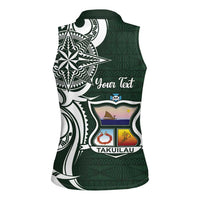 Personalised Tonga Takuilau College Women Sleeveless Polo Shirt Est 1975 Tongan Ngatu Pattern LT14 - Polynesian Pride
