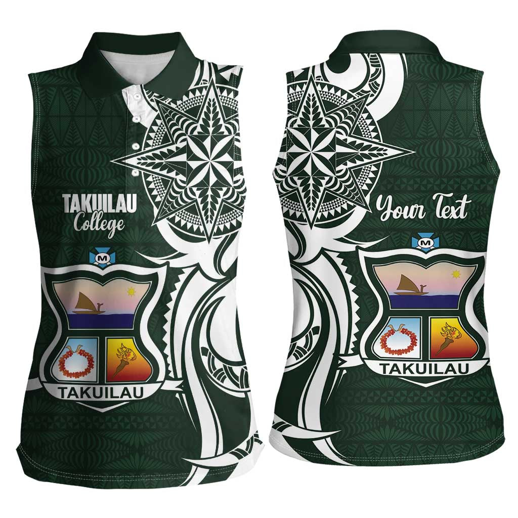 Personalised Tonga Takuilau College Women Sleeveless Polo Shirt Est 1975 Tongan Ngatu Pattern LT14 - Polynesian Pride