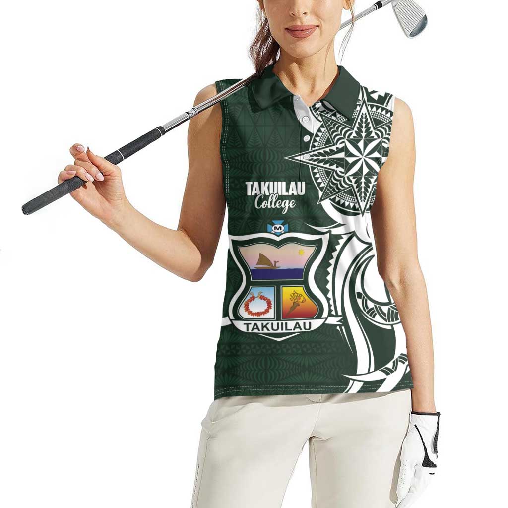 Personalised Tonga Takuilau College Women Sleeveless Polo Shirt Est 1975 Tongan Ngatu Pattern LT14 - Polynesian Pride