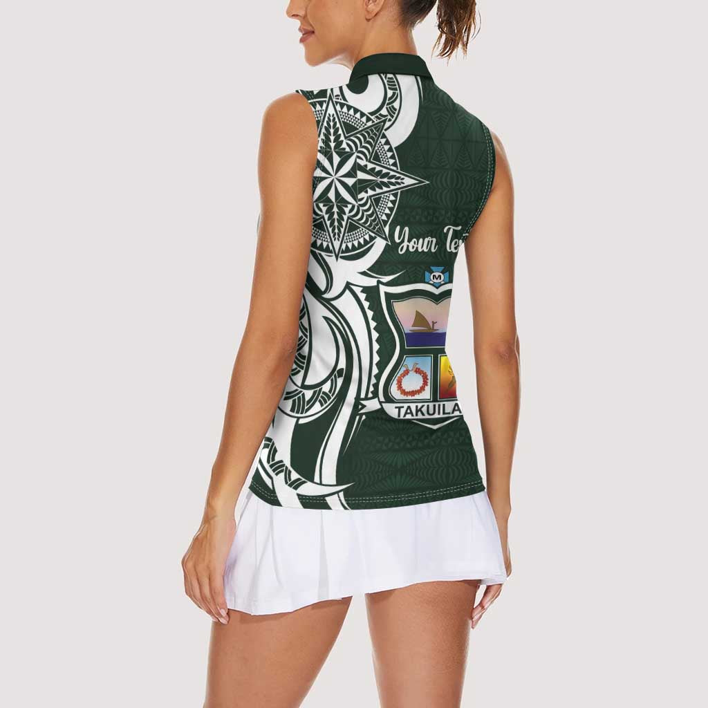 Personalised Tonga Takuilau College Women Sleeveless Polo Shirt Est 1975 Tongan Ngatu Pattern LT14 - Polynesian Pride