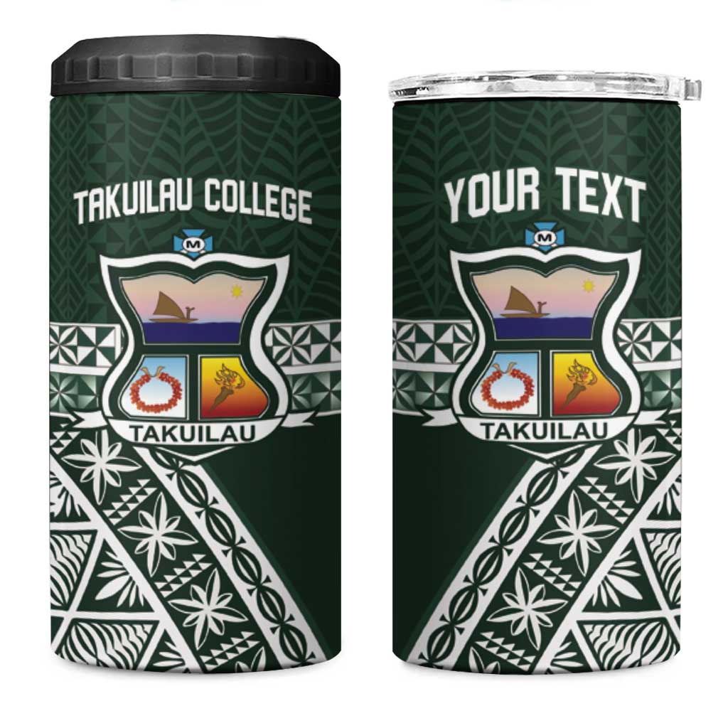 Personalised Tonga Takuilau College 4 in 1 Can Cooler Tumbler 50th Anniversary Ngatu Kupesi LT14 One Size: 16 oz Green - Polynesian Pride