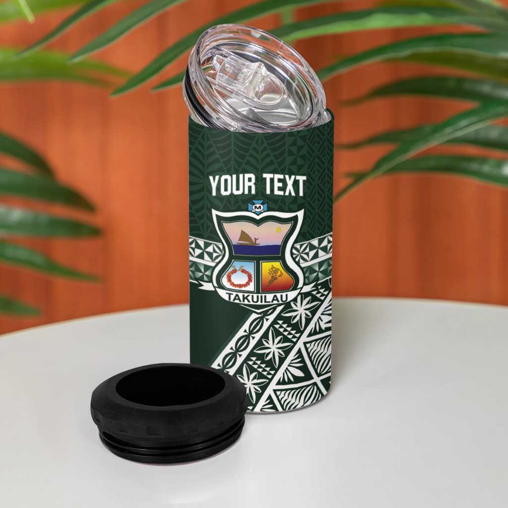 Personalised Tonga Takuilau College 4 in 1 Can Cooler Tumbler 50th Anniversary Ngatu Kupesi LT14 - Polynesian Pride