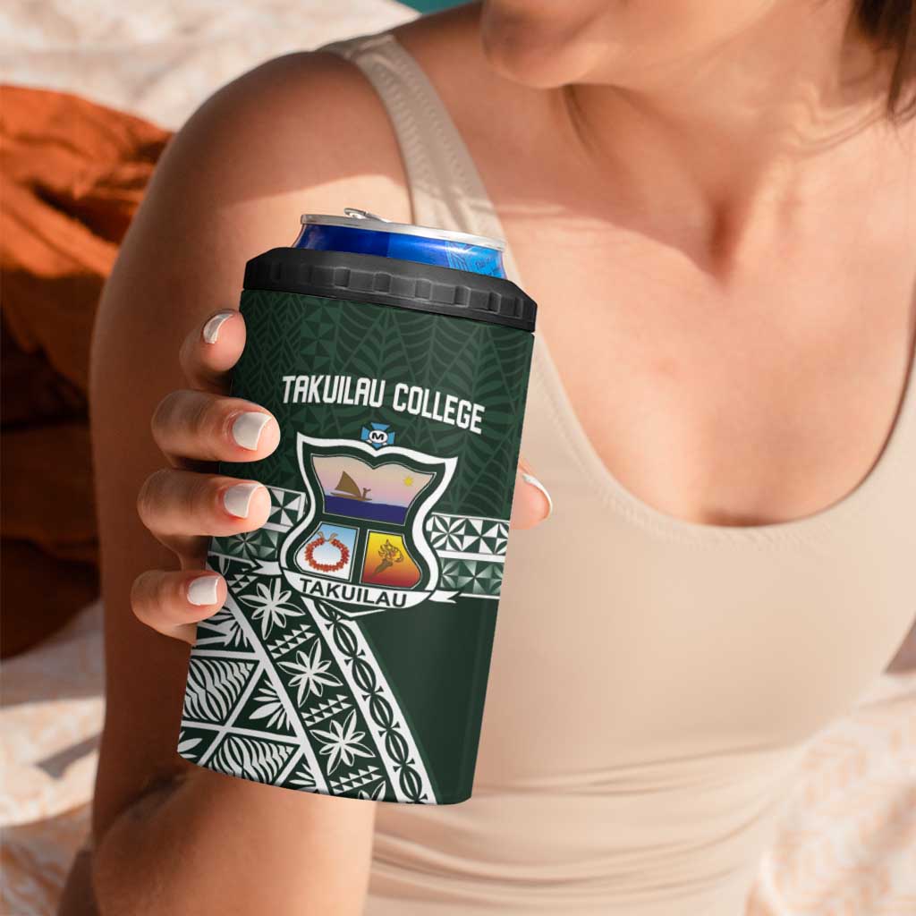 Personalised Tonga Takuilau College 4 in 1 Can Cooler Tumbler 50th Anniversary Ngatu Kupesi LT14 - Polynesian Pride