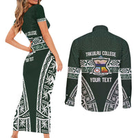 Personalised Tonga Takuilau College Couples Matching Short Sleeve Bodycon Dress and Long Sleeve Button Shirt 50th Anniversary Ngatu Kupesi LT14 - Polynesian Pride
