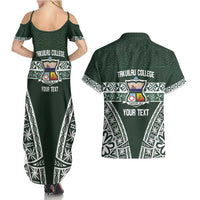 Personalised Tonga Takuilau College Couples Matching Summer Maxi Dress and Hawaiian Shirt 50th Anniversary Ngatu Kupesi LT14 - Polynesian Pride