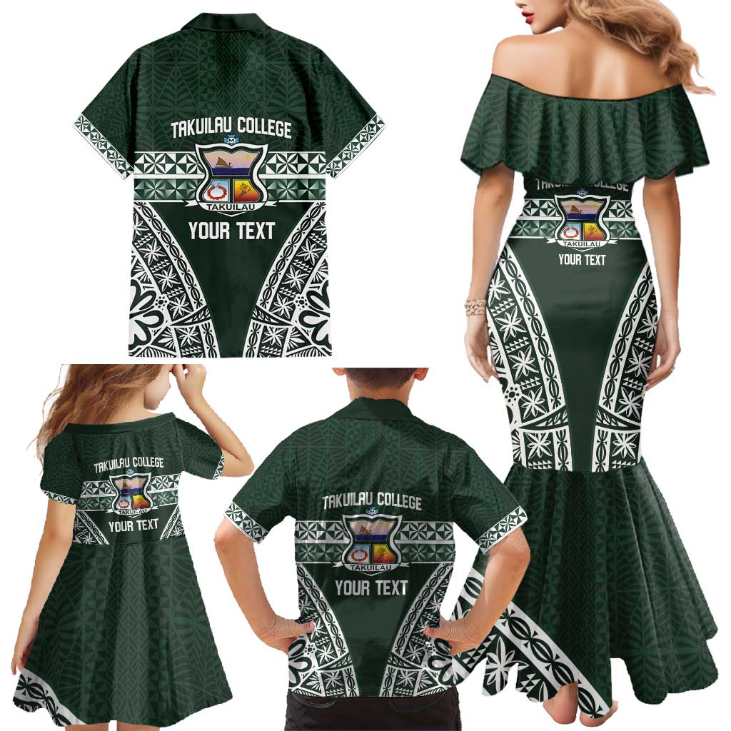 Personalised Tonga Takuilau College Family Matching Mermaid Dress and Hawaiian Shirt 50th Anniversary Ngatu Kupesi LT14 - Polynesian Pride