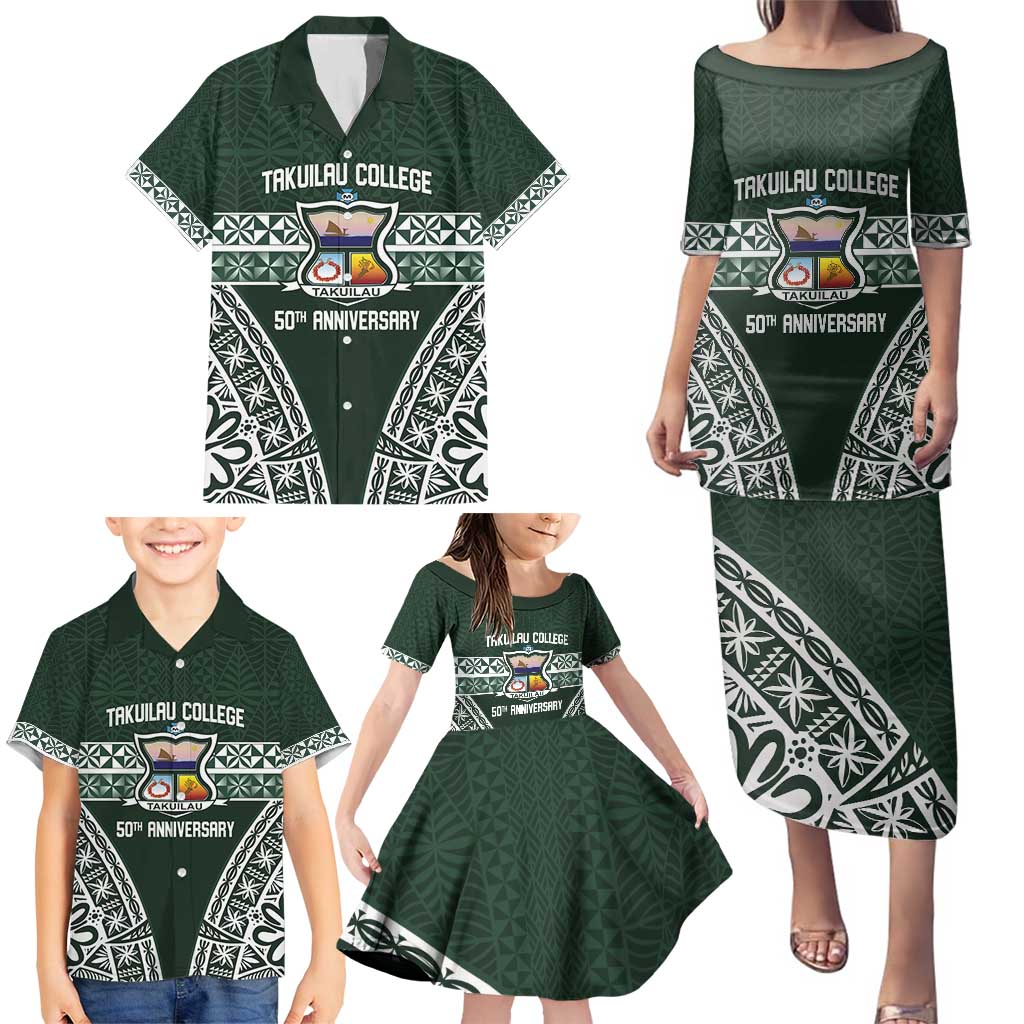 Personalised Tonga Takuilau College Family Matching Puletasi and Hawaiian Shirt 50th Anniversary Ngatu Kupesi LT14 - Polynesian Pride
