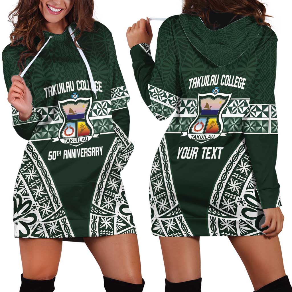 Personalised Tonga Takuilau College Hoodie Dress 50th Anniversary Ngatu Kupesi LT14 - Polynesian Pride