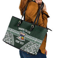 Personalised Tonga Takuilau College Leather Tote Bag 50th Anniversary Ngatu Kupesi - Polynesian Pride