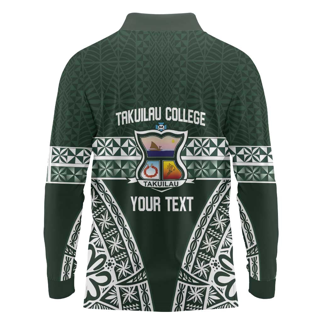 Personalised Tonga Takuilau College Long Sleeve Polo Shirt 50th Anniversary Ngatu Kupesi LT14 - Polynesian Pride