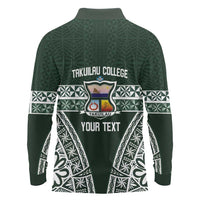 Personalised Tonga Takuilau College Long Sleeve Polo Shirt 50th Anniversary Ngatu Kupesi LT14 - Polynesian Pride