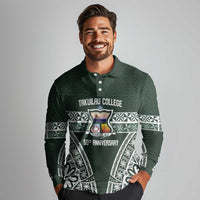 Personalised Tonga Takuilau College Long Sleeve Polo Shirt 50th Anniversary Ngatu Kupesi LT14 - Polynesian Pride