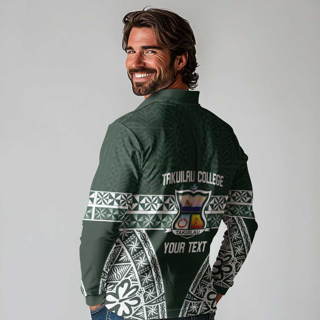 Personalised Tonga Takuilau College Long Sleeve Polo Shirt 50th Anniversary Ngatu Kupesi LT14 - Polynesian Pride
