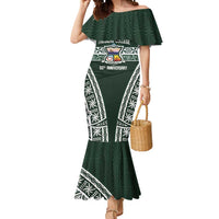 Personalised Tonga Takuilau College Mermaid Dress 50th Anniversary Ngatu Kupesi LT14 Women Green - Polynesian Pride