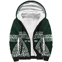 Personalised Tonga Takuilau College Sherpa Hoodie 50th Anniversary Ngatu Kupesi LT14 Unisex Green - Polynesian Pride