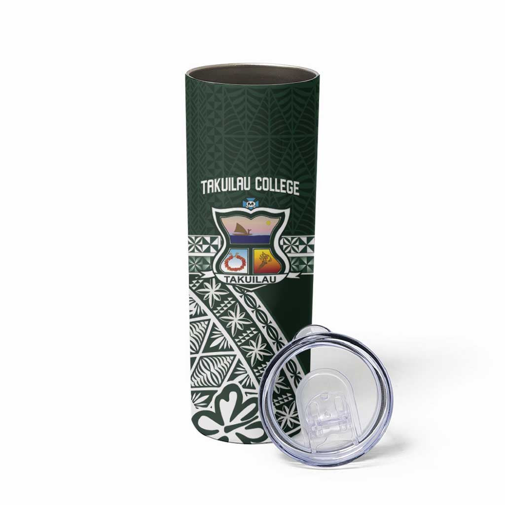 Personalised Tonga Takuilau College Skinny Tumbler 50th Anniversary Ngatu Kupesi LT14 - Polynesian Pride