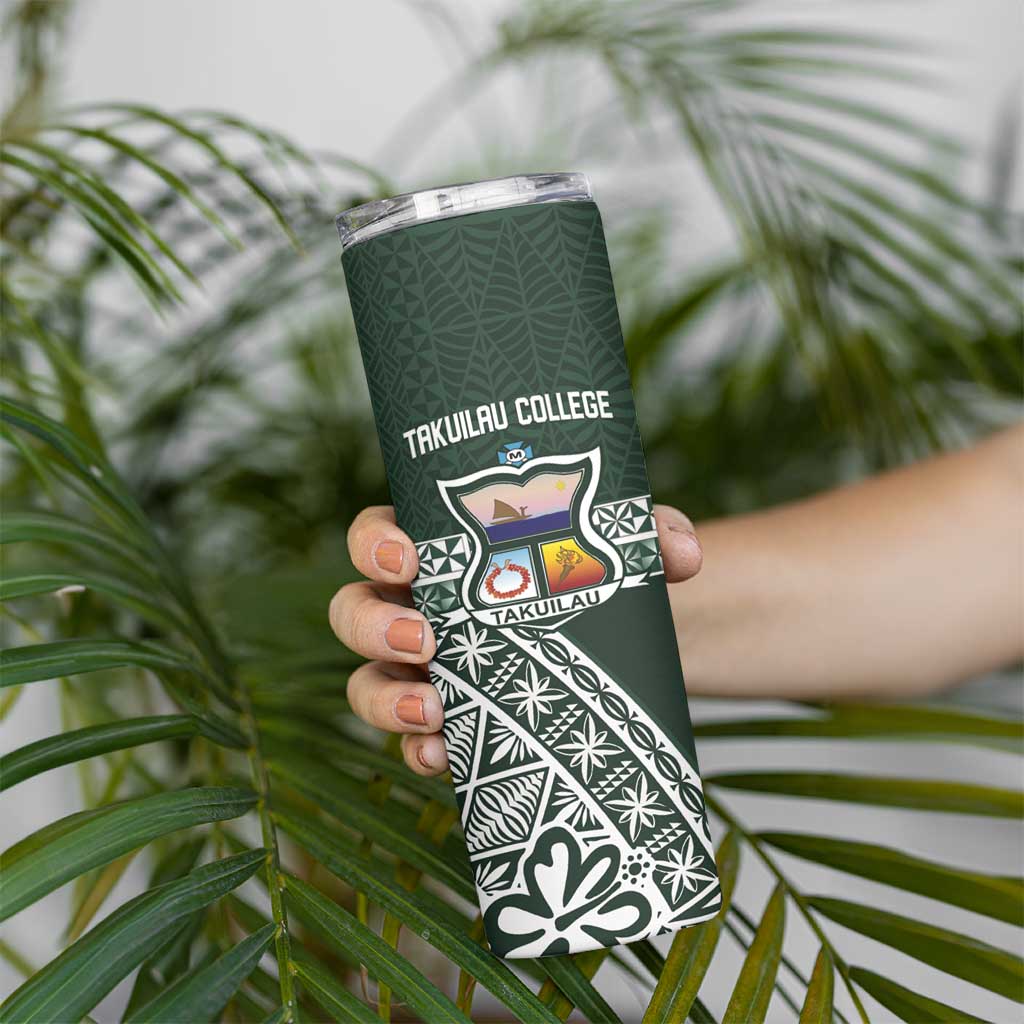 Personalised Tonga Takuilau College Skinny Tumbler 50th Anniversary Ngatu Kupesi LT14 - Polynesian Pride