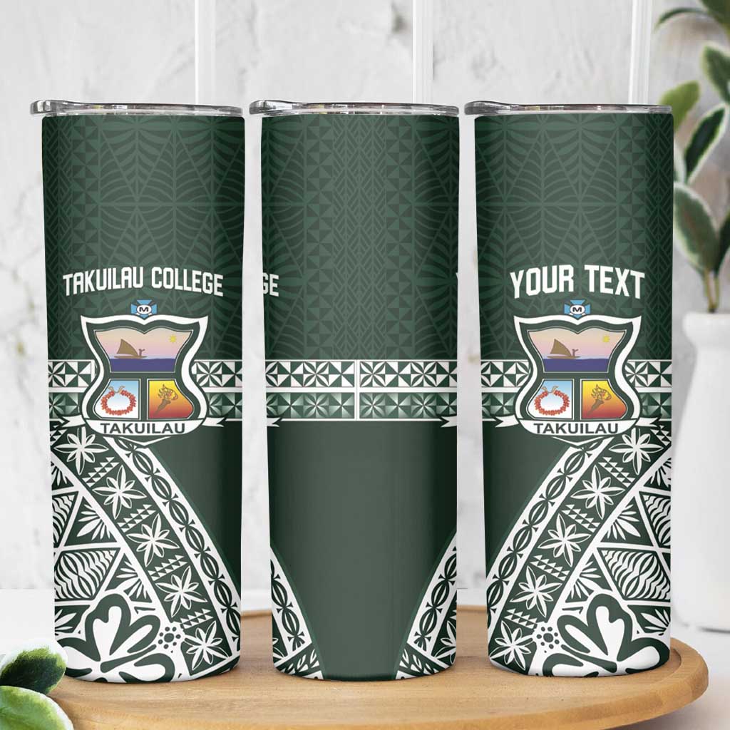 Personalised Tonga Takuilau College Skinny Tumbler 50th Anniversary Ngatu Kupesi LT14 - Polynesian Pride