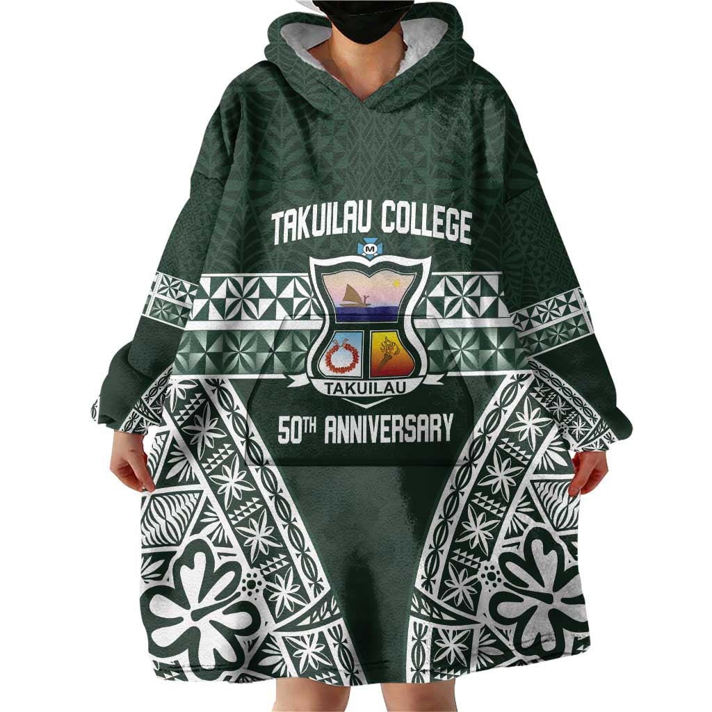 Personalised Tonga Takuilau College Wearable Blanket Hoodie 50th Anniversary Ngatu Kupesi LT14 - Polynesian Pride