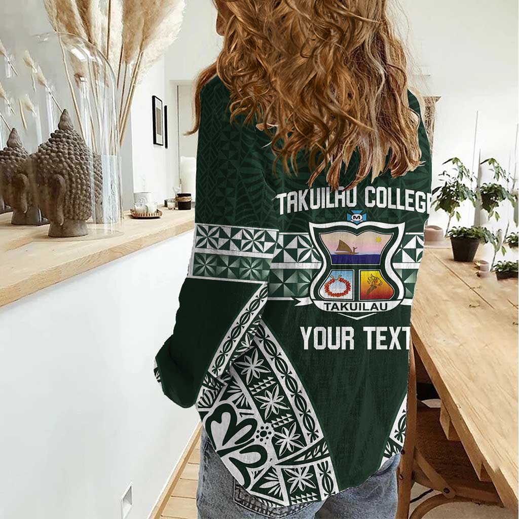 Personalised Tonga Takuilau College Women Casual Shirt 50th Anniversary Ngatu Kupesi LT14 - Polynesian Pride