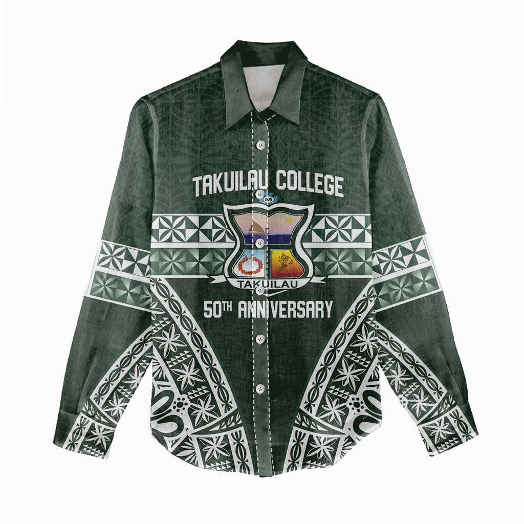 Personalised Tonga Takuilau College Women Casual Shirt 50th Anniversary Ngatu Kupesi LT14 - Polynesian Pride