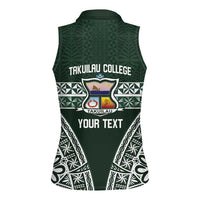 Personalised Tonga Takuilau College Women Sleeveless Polo Shirt 50th Anniversary Ngatu Kupesi LT14 - Polynesian Pride