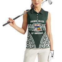 Personalised Tonga Takuilau College Women Sleeveless Polo Shirt 50th Anniversary Ngatu Kupesi LT14 - Polynesian Pride